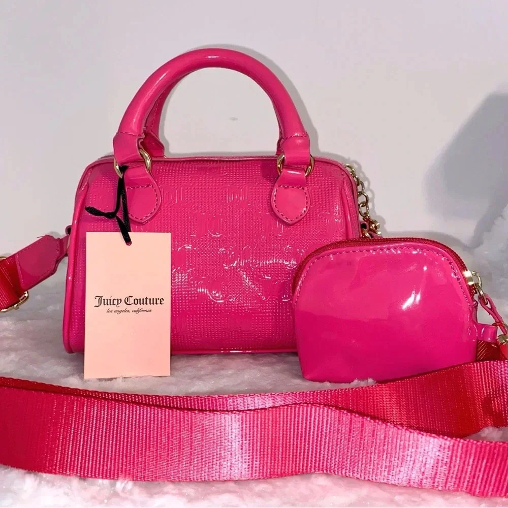 Juice Couture Pink Semi Charmed Mini Satchel Crossbody Bag & Coin Purse Set NWT